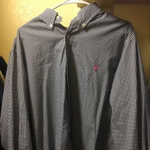 Black and white button down shirt. Size XL